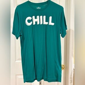 Hollister Men's Teal 'Chill' T-Shirt medium